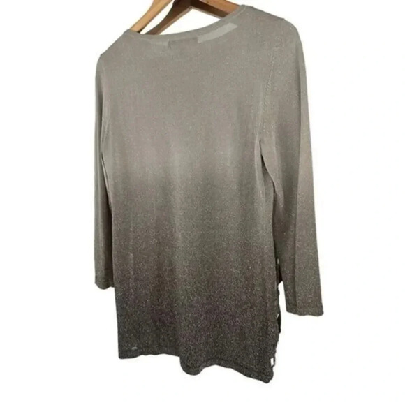 JONES New York Beaded Gold/Grey‎ Shimmery Sweater Tunic Size Large - Picture 3 of 8